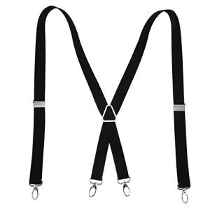 Black Adjustable Stretch Suspenders with 4 Buckles