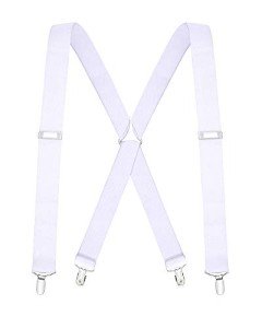 Men's Adjustable Elastic X-Back Suspenders - White