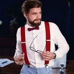 Men's Heavy Duty 4-Clip Adjustable Red Suspenders