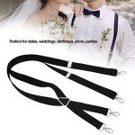 Black Adjustable Stretch Suspenders with 4 Buckles