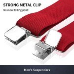 Men's Heavy Duty 4-Clip Adjustable Red Suspenders