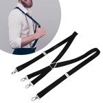 Black Adjustable Stretch Suspenders with 4 Buckles