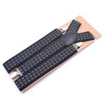 Men's Adjustable Grey Check Suspenders with Heavy-Duty Clips
