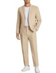 COOFANDY Men's Lightweight Linen Suit Set, Khaki