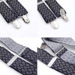 Men's Adjustable Grey Check Suspenders with Heavy-Duty Clips