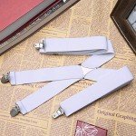 Men's Adjustable Elastic X-Back Suspenders - White