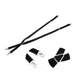 Black Adjustable Stretch Suspenders with 4 Buckles