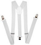 Adjustable Y Back Suspenders with Strong Clips - White