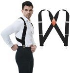 Heavy Duty X-Back Black Trucker Style Suspenders