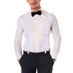 Men's Adjustable Elastic X-Back Suspenders - White