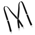 Black Adjustable Stretch Suspenders with 4 Buckles