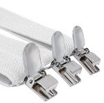 Adjustable Y Back Suspenders with Strong Clips - White