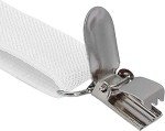 Adjustable Y Back Suspenders with Strong Clips - White