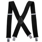 Men's Heavy Duty Adjustable X-Back Suspenders - Black