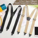 Men's Adjustable Suspenders - 2 Pack (Black, Khaki)