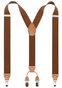Men's Y-Back Wide Suspenders with 4 Clips (Coffee)