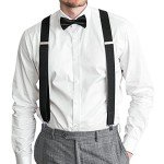 Men's Heavy Duty Adjustable X-Back Suspenders - Black