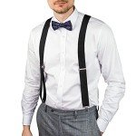 Men's Heavy Duty Adjustable X-Back Suspenders - Black