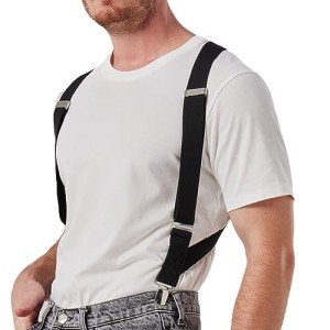 LazarsSpace Men's X-Back Clip-On Elastic Suspenders