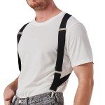 LazarsSpace Men's X-Back Clip-On Elastic Suspenders