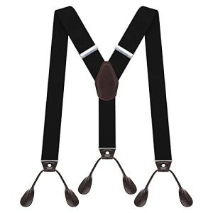 Adjustable Heavy Duty Black Suspenders for Men