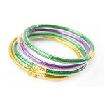Mardi Gras Glitter Jelly Bangle Bracelets Set
