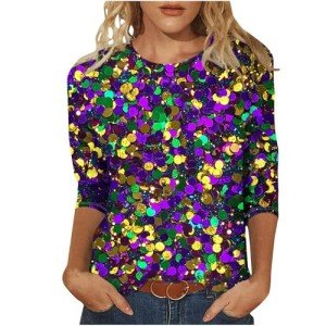 Funny Mardi Gras 3/4 Sleeve Mask Graphic Tees