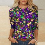Funny Mardi Gras 3/4 Sleeve Mask Graphic Tees