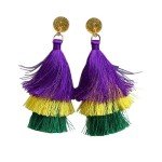 Colorful Mardi Gras Mask Tassel Dangle Earrings