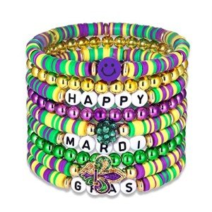 Rainbow Heishi Bracelets – Mardi Gras Stackable Jewelry