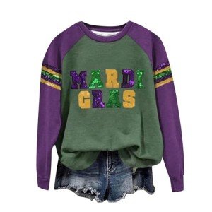 Mardi Gras Funny Women's Casual Long Sleeve Shirt