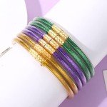 Mardi Gras Glitter Jelly Bangle Bracelets Set