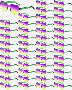 Mardi Gras Heart-Shaped Rimless Sunglasses - 48 Pairs