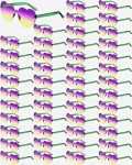 Mardi Gras Heart-Shaped Rimless Sunglasses - 48 Pairs