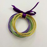 Mardi Gras Glitter Jelly Bangle Bracelets Set