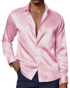 Men’s Satin Button-Up Shirt for Mardi Gras