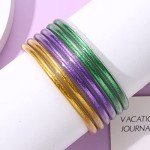 Mardi Gras Glitter Jelly Bangle Bracelets Set