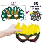Bulk Mardi Gras Masks Pack – 50 Festive Masks