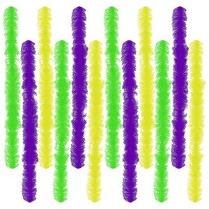 12 Pack Mardi Gras Feather Boas in Bright Colors