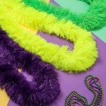 12 Pack Mardi Gras Feather Boas in Bright Colors