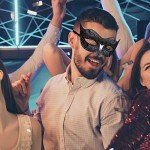 Black Sequined Venetian Masquerade Masks for Couples