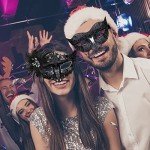 Black Sequined Venetian Masquerade Masks for Couples