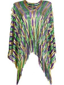 Frienda Women's Mardi Gras Poncho and Scarf Set
