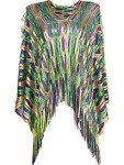 Frienda Women's Mardi Gras Poncho and Scarf Set