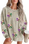Mardi Gras Sequin Sweatshirt for Women
