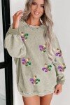 Mardi Gras Sequin Sweatshirt for Women