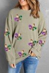 Mardi Gras Sequin Sweatshirt for Women