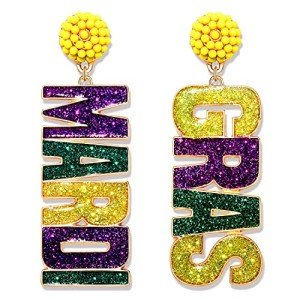 Mardi Gras Beaded Mask Dangle Earrings for Women