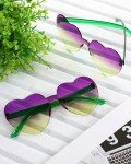 Mardi Gras Heart-Shaped Rimless Sunglasses - 48 Pairs