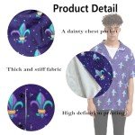 Purple Mardi Gras Short Sleeve Button Down Shirt